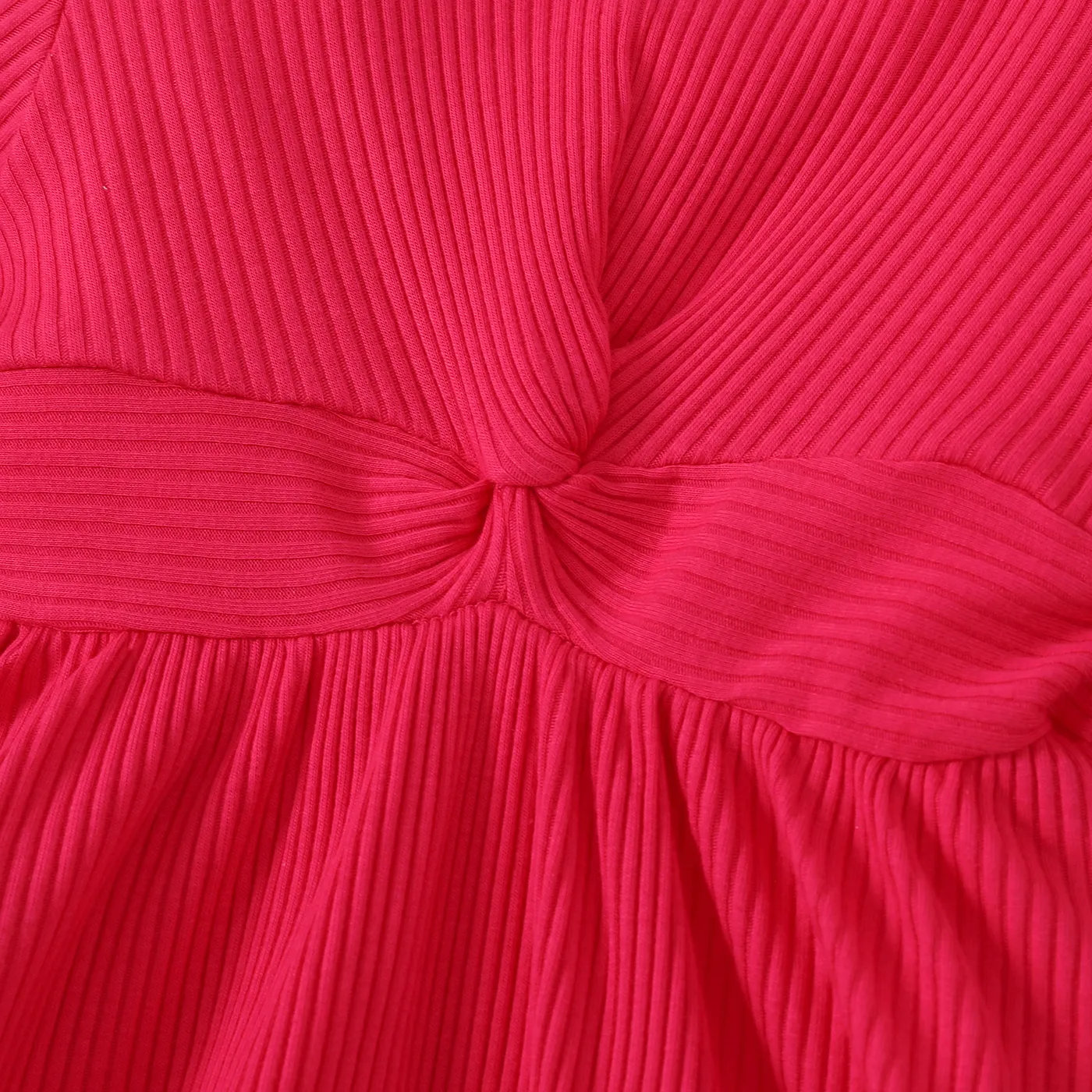 Baby Girl Twist Front Rib-knit Long-sleeve Dress   image 4