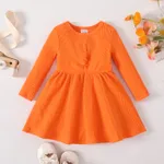 Baby Girl Twist Front Rib-knit Long-sleeve Dress  Orange