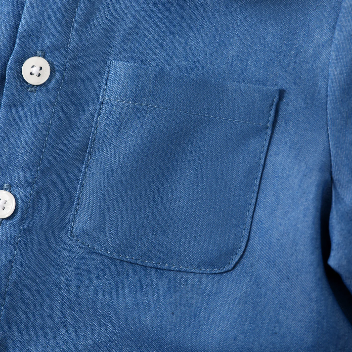 Toddler Boy Buttons Front Stripe Lapel Collar Long-sleeve Shirt DENIMBLUE image 5