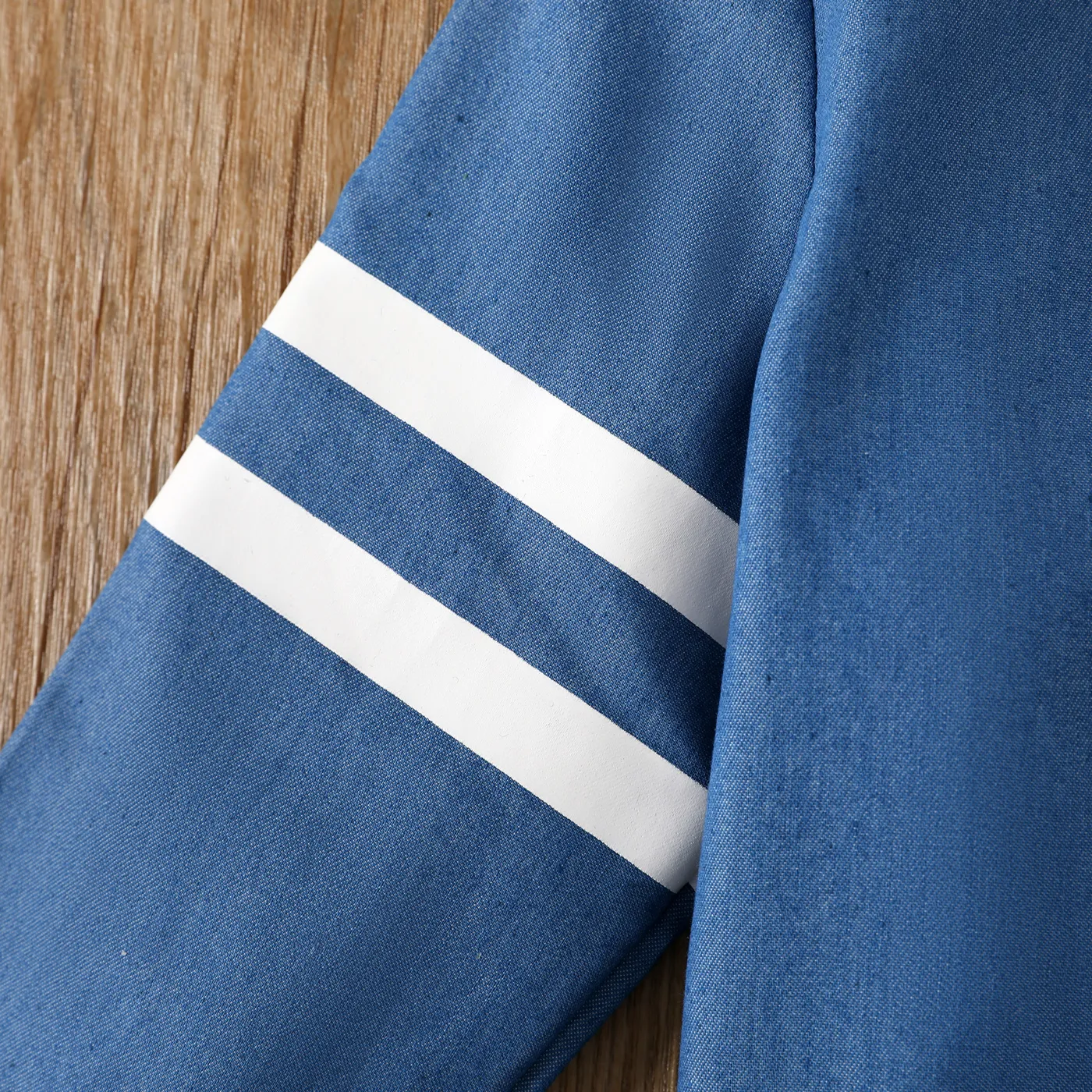 Toddler Boy Buttons Front Stripe Lapel Collar Long-sleeve Shirt DENIMBLUE image 4