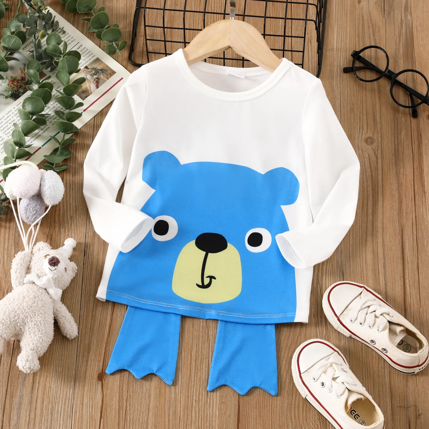 Toddler Boy Bear Graphic Tee à Manches Longues