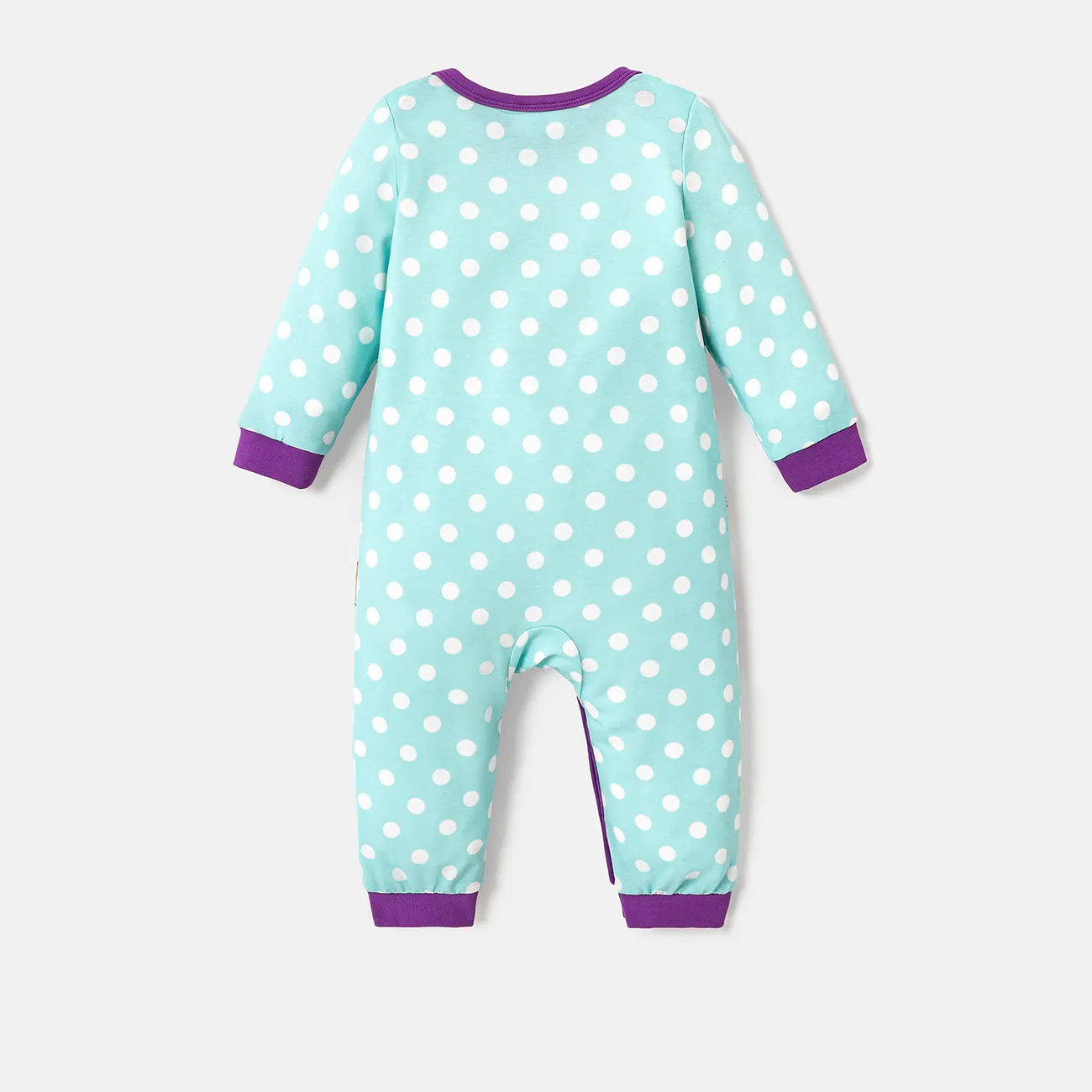 Disney Princess Baby Girl Naia™ Character & Polka Dots Print Long-sleeve Jumpsuit  Mintblue big image 1