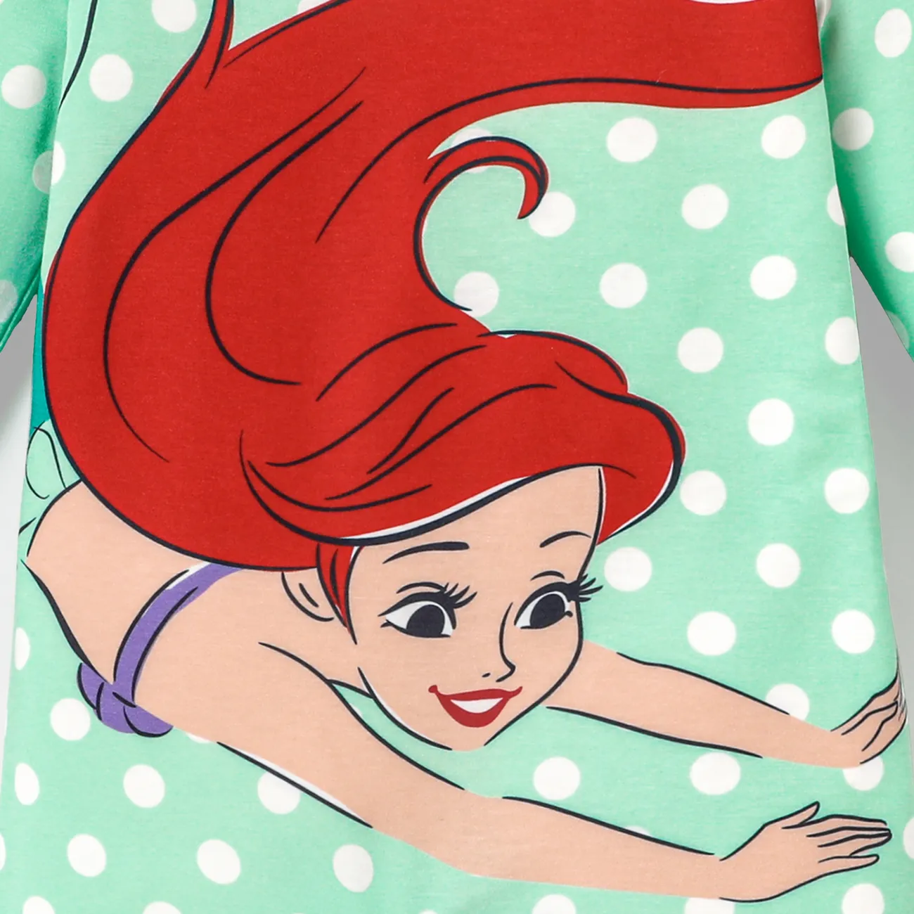 Disney Princess Baby Girl Naia™ Character & Polka Dots Print Long-sleeve Jumpsuit  Green big image 1
