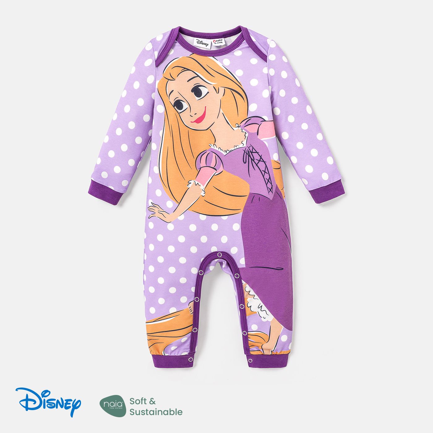 

Disney Princess Baby Girl Naia™ Character & Polka Dots Print Long-sleeve Jumpsuit