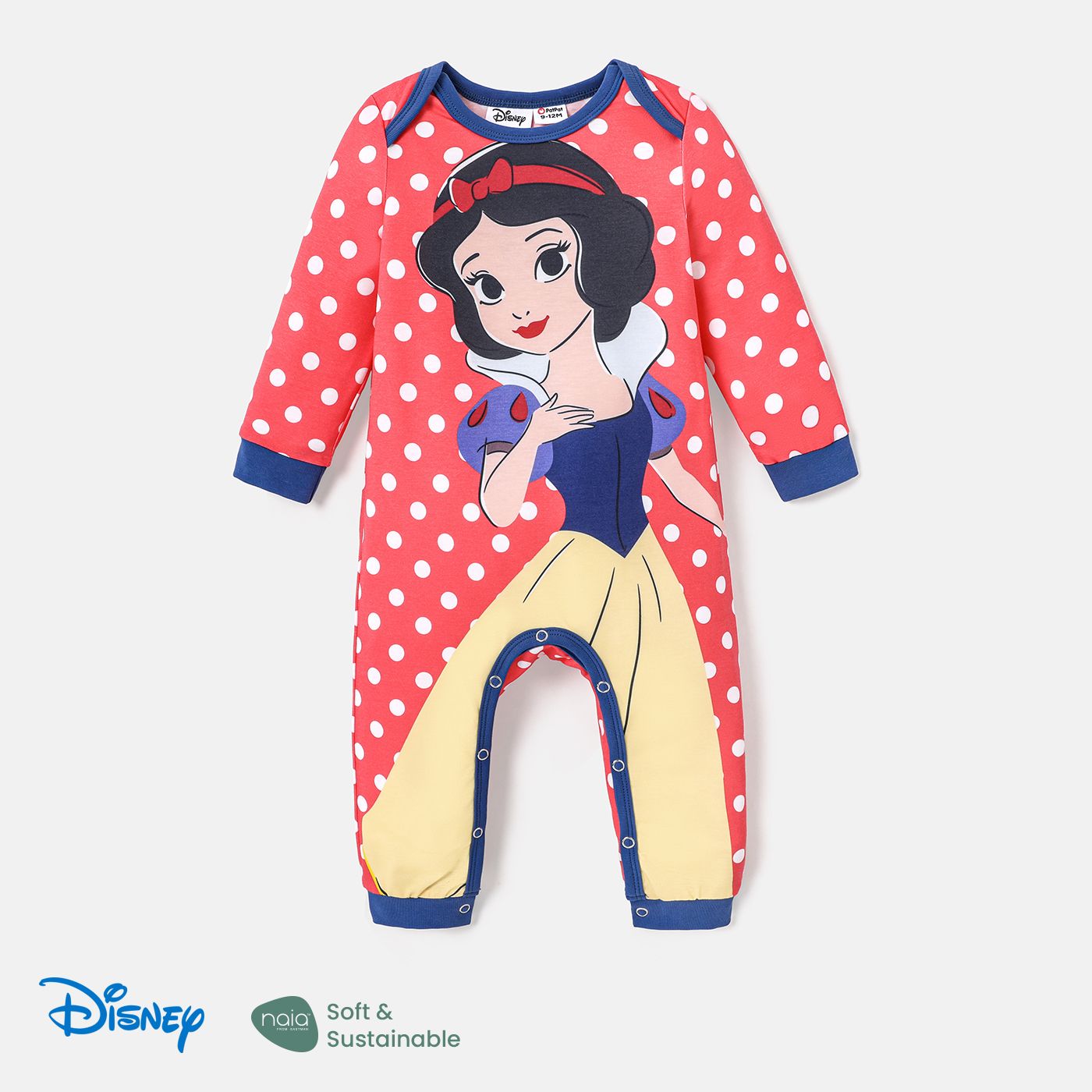 Disney Princess Baby Girl Naiaâ¢ Character & Polka Dots Print Long-sleeve Jumpsuit