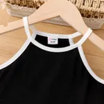 2pcs Kid Girl Halter Neck Top and Ruffle Denim Shorts Set Black image 3