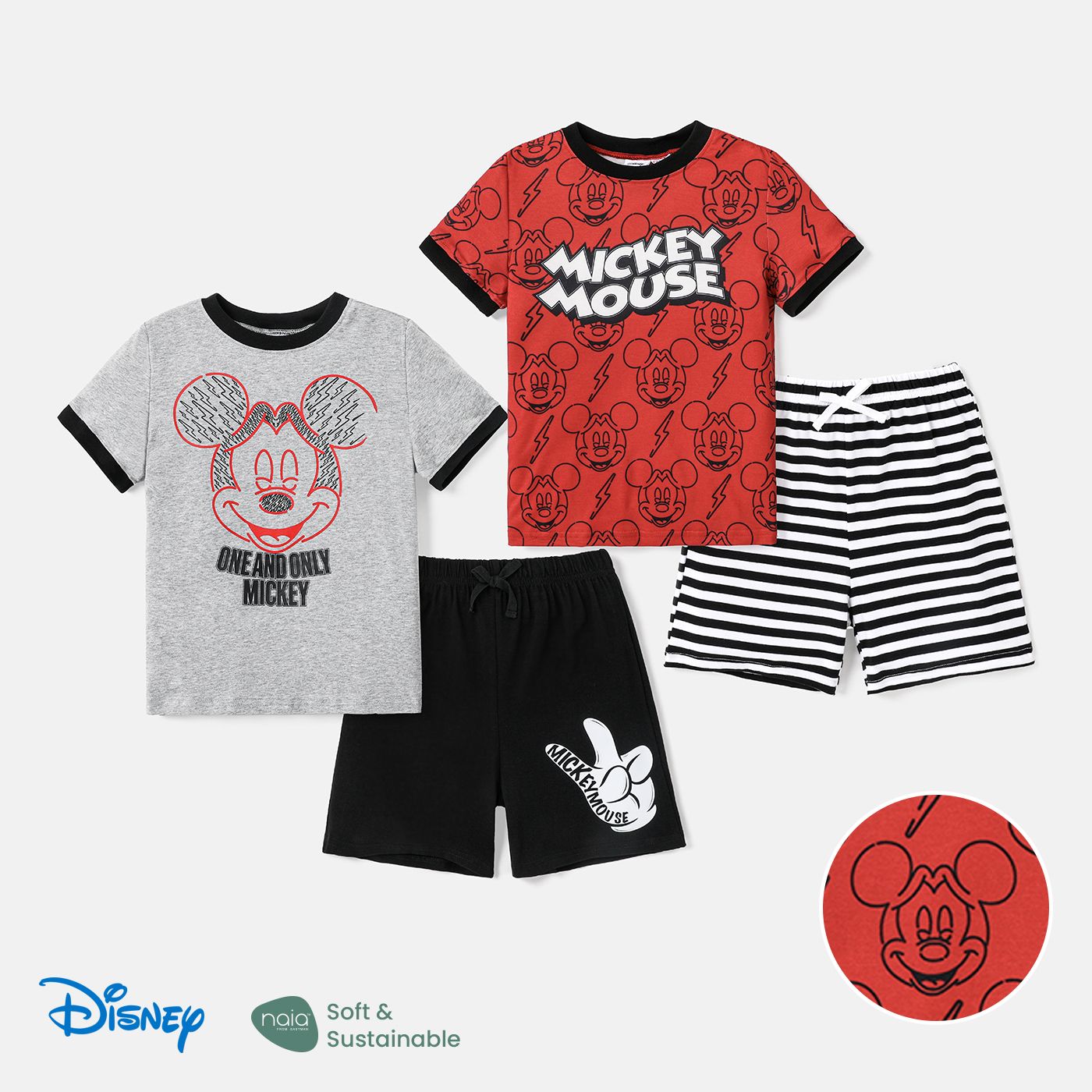 

Disney Mickey and Friends Kid Boy 2pcs Character Print Naia™ Short-sleeve Tee and Shorts Set