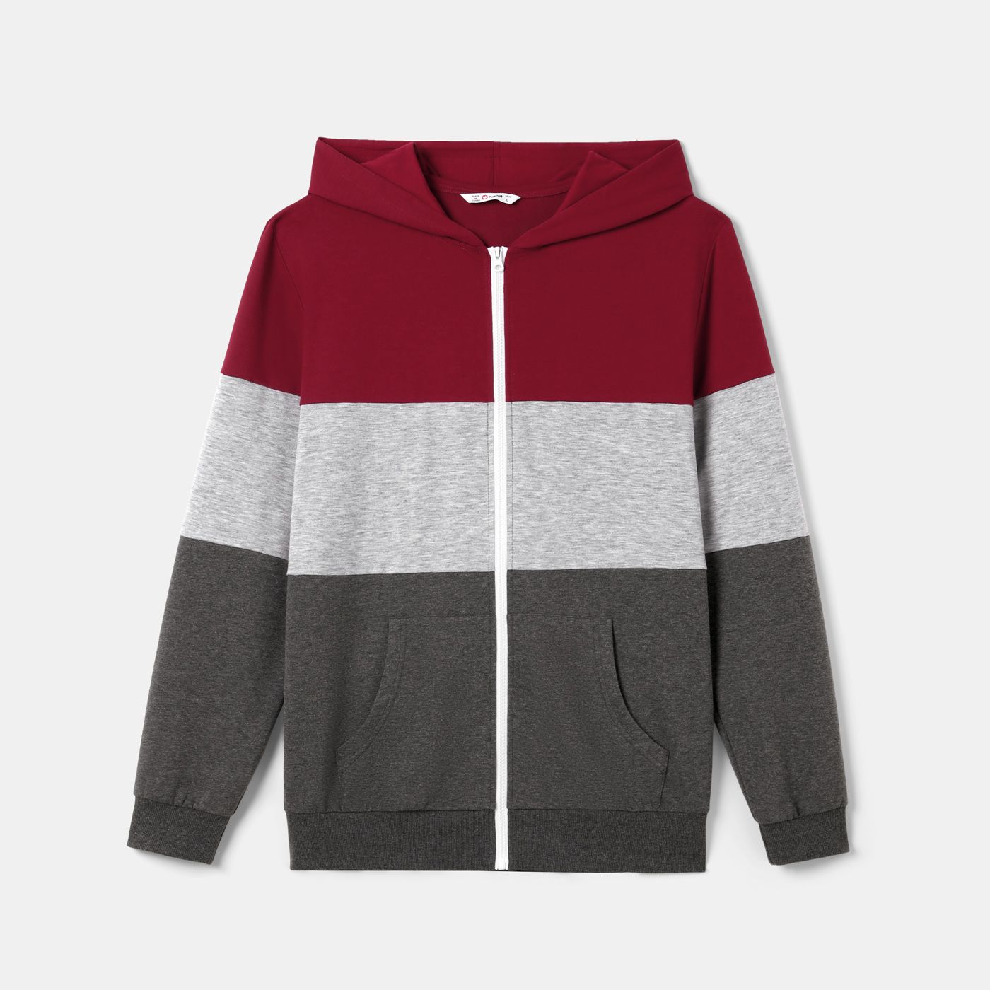 

Family Matching Tri-Color Panel Zip Hoodie Tops