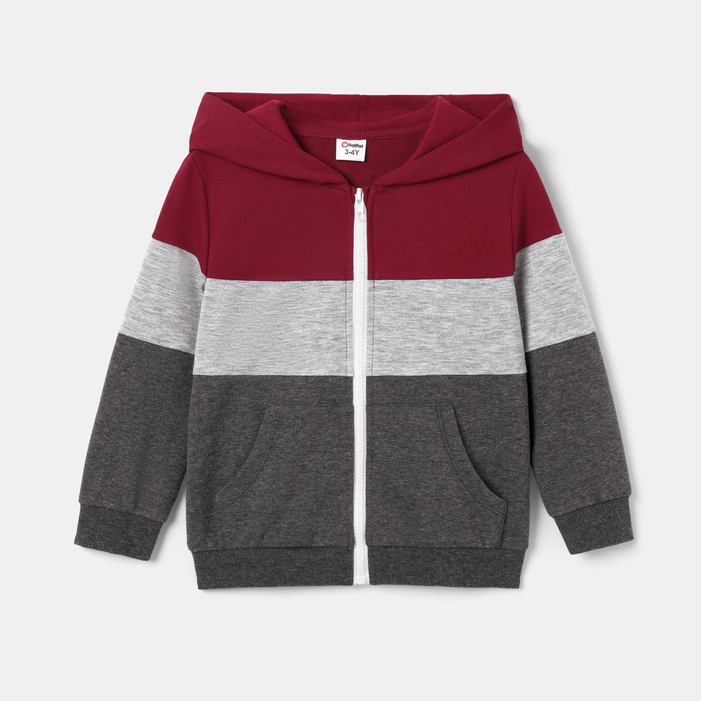 

Family Matching Tri-Color Panel Zip Hoodie Tops