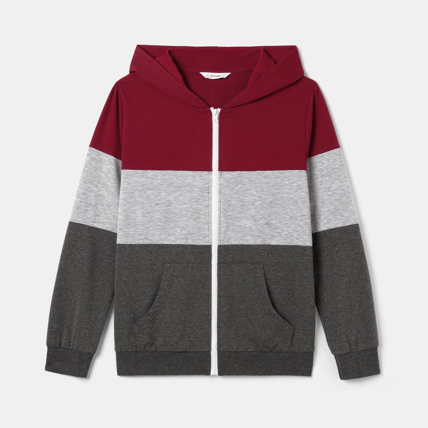

Family Matching Tri-Color Panel Zip Hoodie Tops