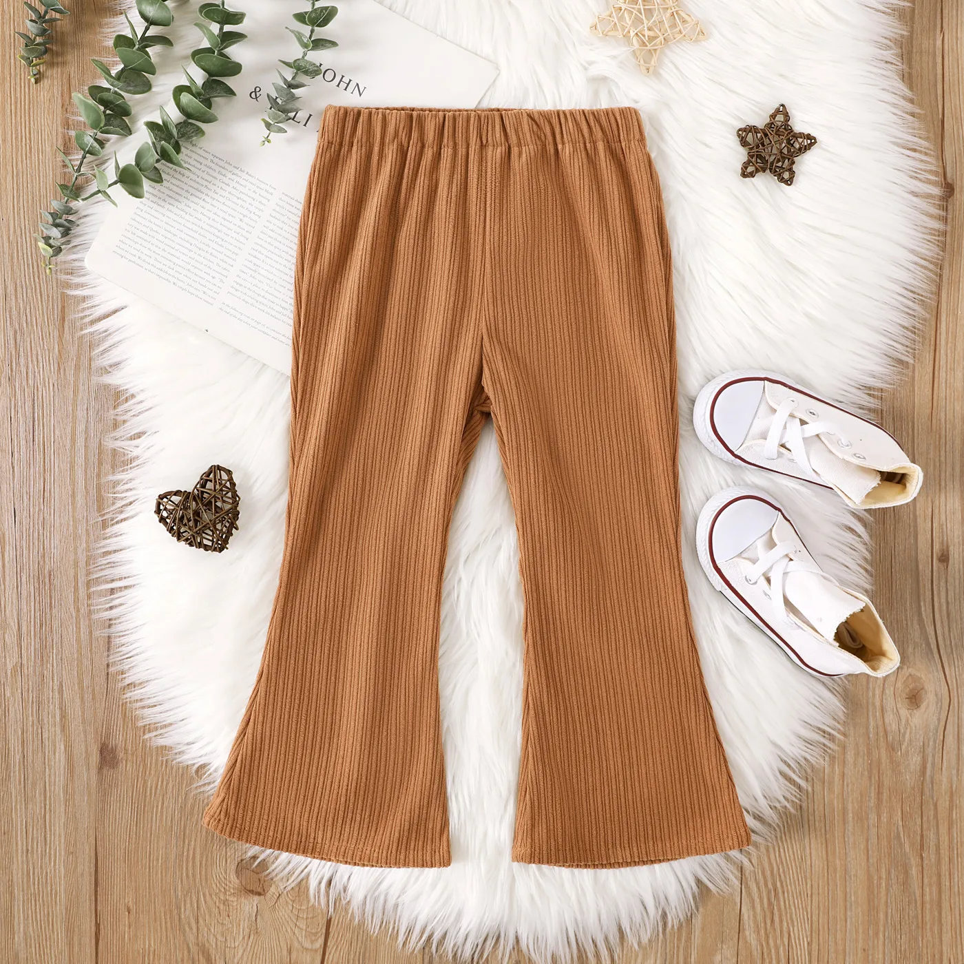 Toddler Girl Solid Textured Flared Pants   image 1