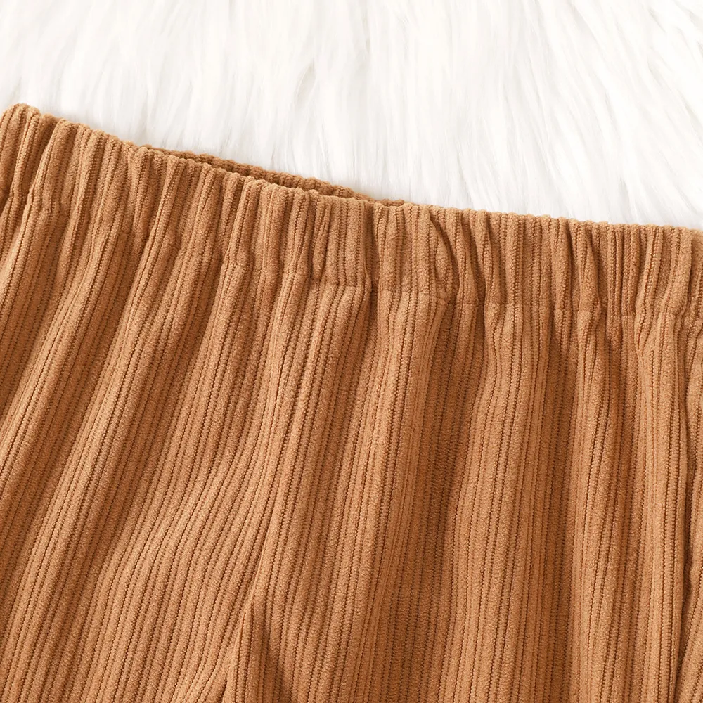 Toddler Girl Solid Textured Flared Pants big image 4