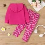 2pcs Toddler Girl Letter Print Hoodie and Pants Set   image 2
