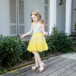 2pcs Toddler Girl Naia™ Lemon Print Ruched Cami Top and Mesh Tiered Skirt Set TenderYellow image 2