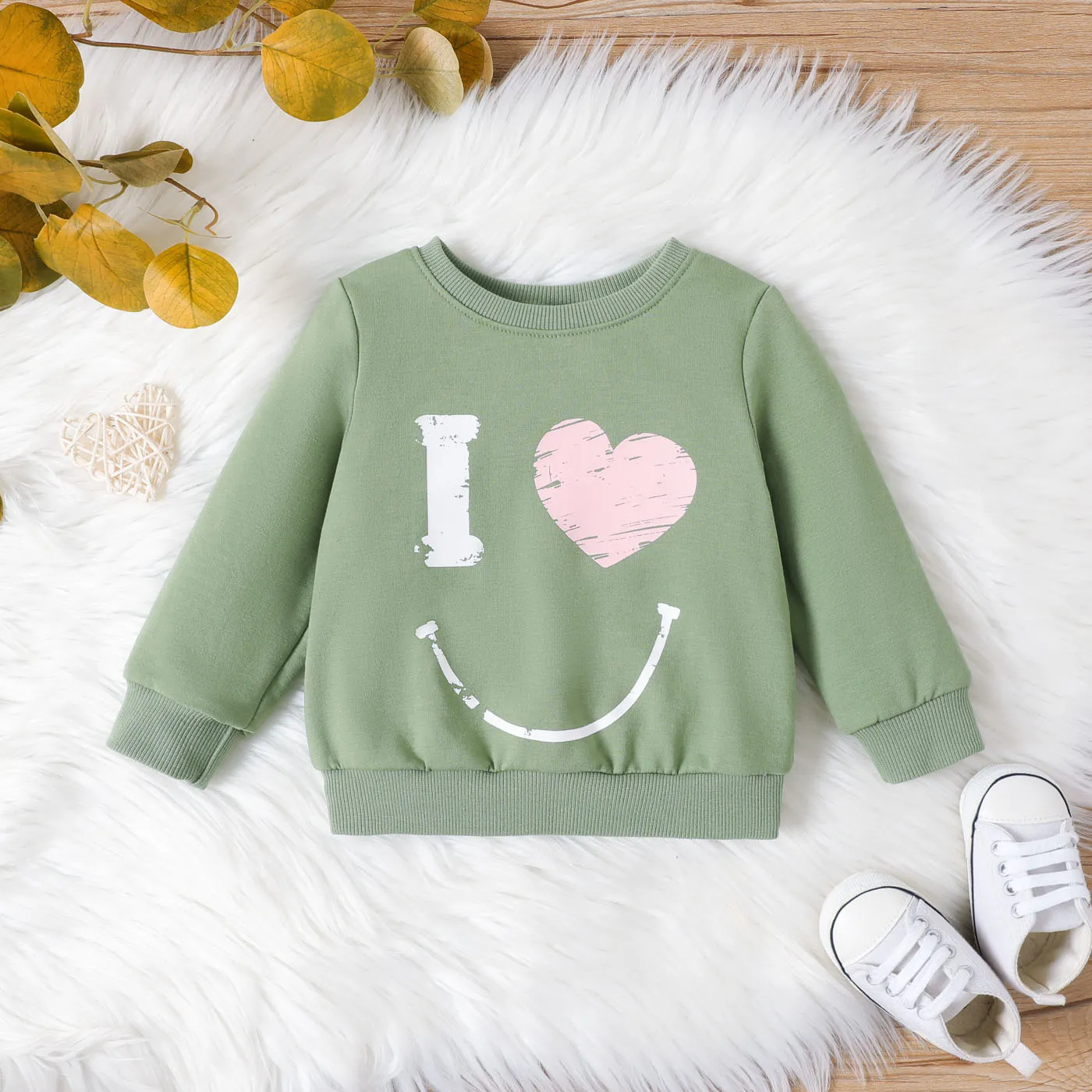 Baby Boy Heart Smile Print Long-sleeve Sweatshirt