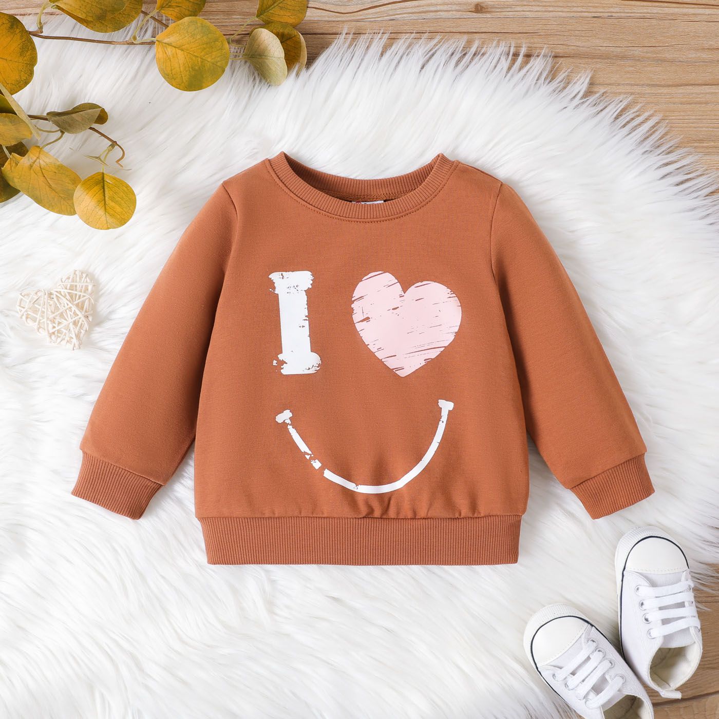 Baby Boy Heart Smile Print Sweat-shirt à Manches Longues