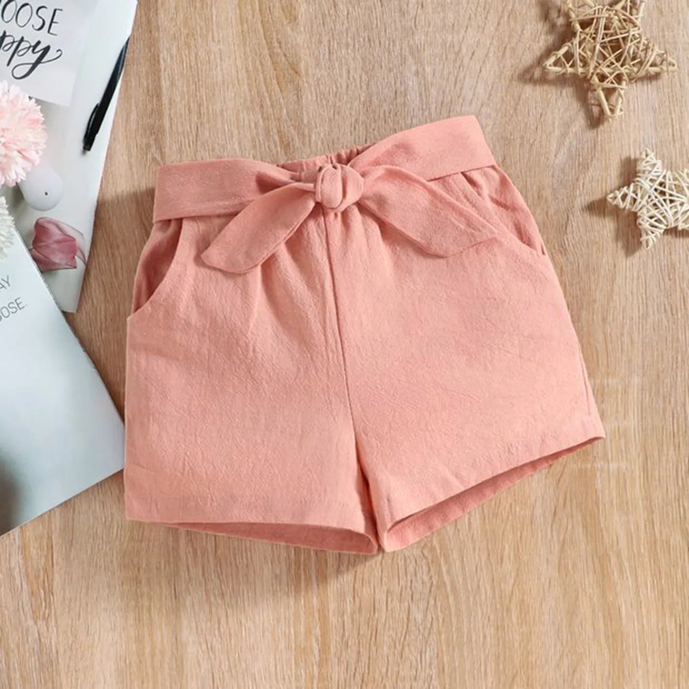 2-piece Baby / Toddler Girl Pretty Floral Embroidery Top and Solid Shorts Sets Pink image 6