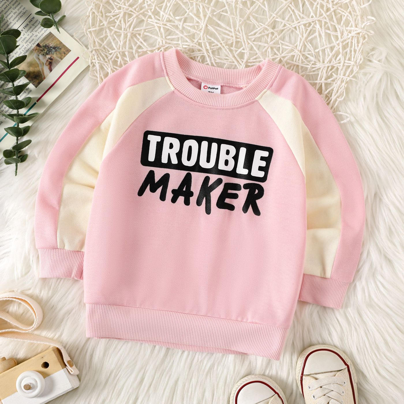 Toddler Girl/Boy Letter Print Pullover Sweatshirt