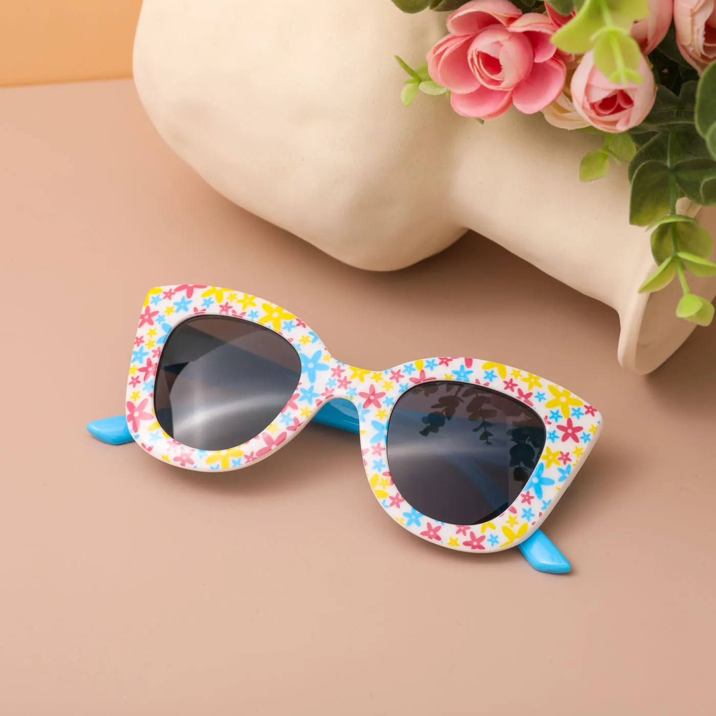 Toddler/Kid Girl Floral Print Óculos de sol Azul Escuro