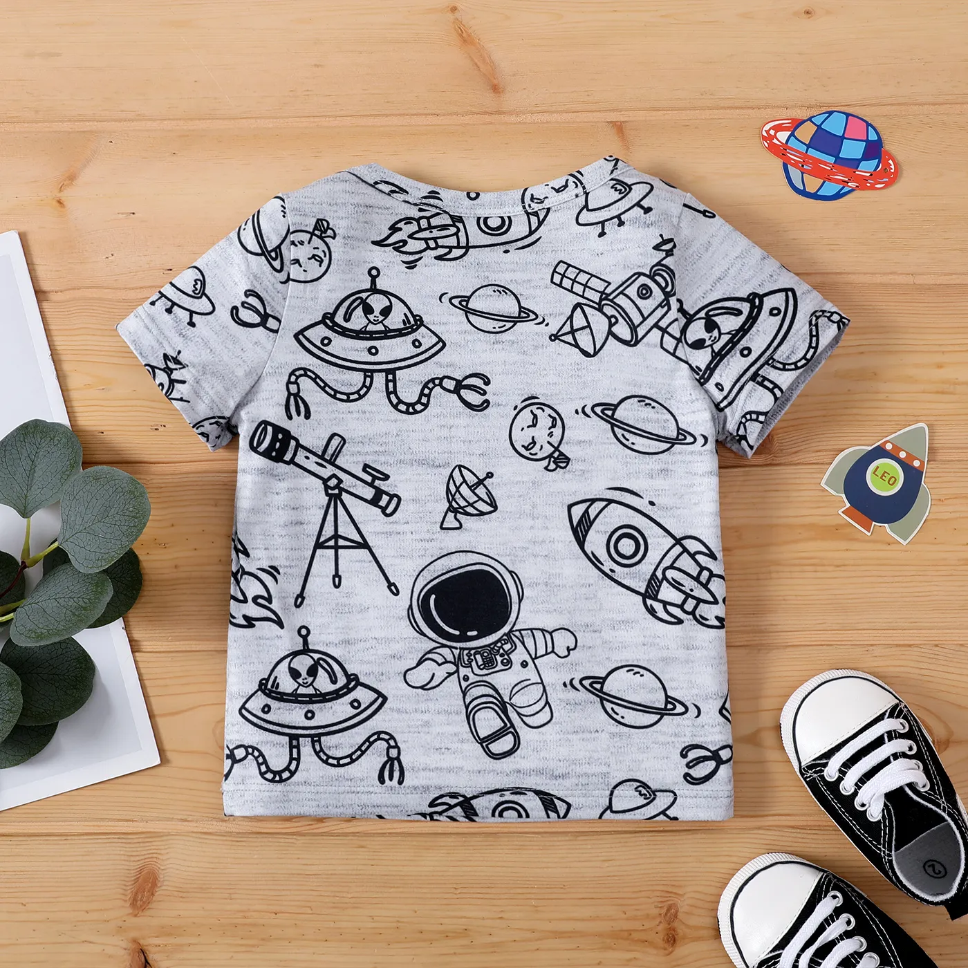 Baby Boy Space Print Naia™ Short-sleeve Tee gray image 2