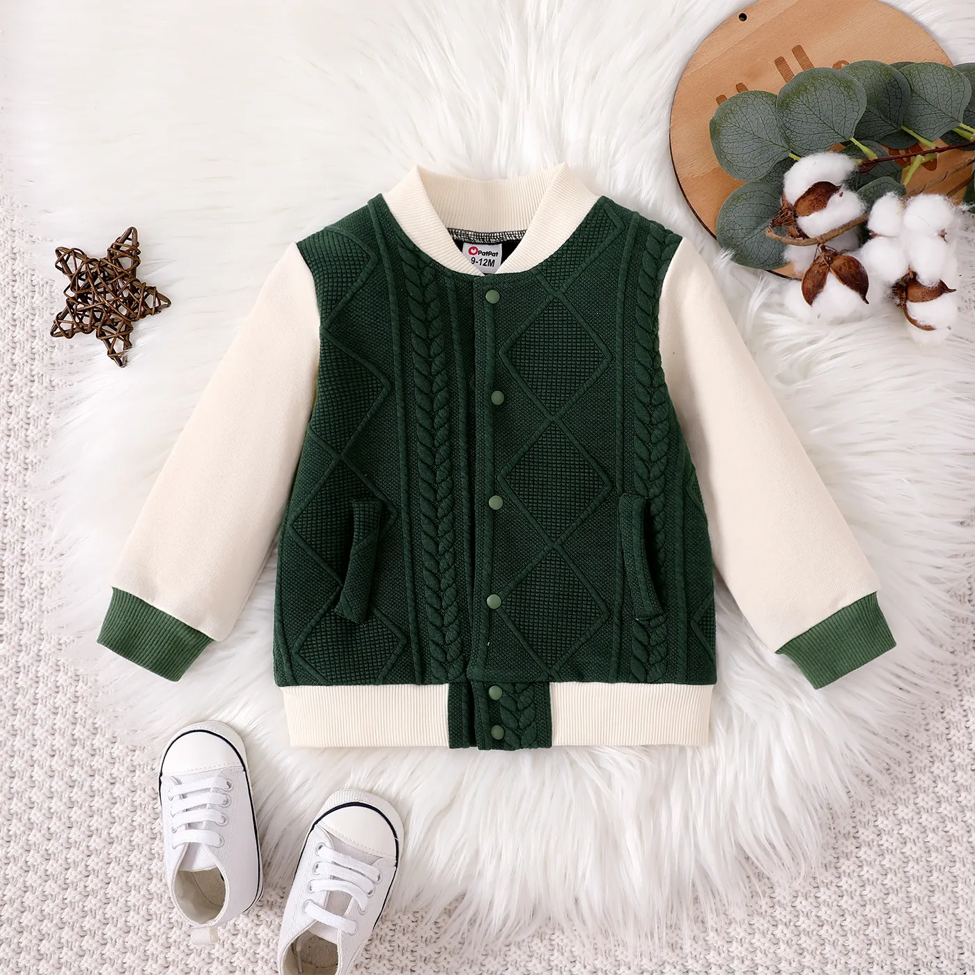 Baby Boy Buttons Front Colorblock Long-sleeve Sweatshirt 