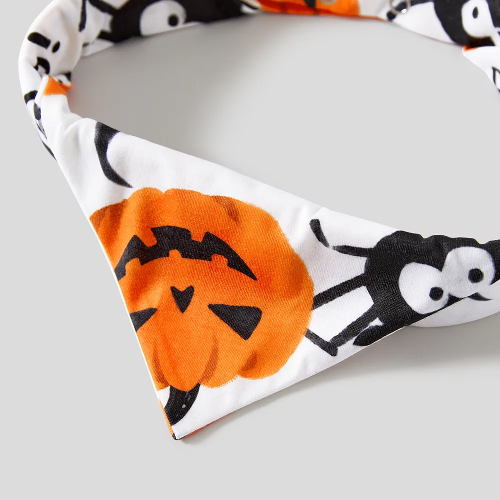Halloween Family Matching Pumpkin Print Dresses and Short Sleeve Colorblock Tops Sets big image 27