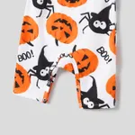 Halloween Family Matching Pumpkin Print Dresses and Short Sleeve Colorblock Tops Sets  image 6