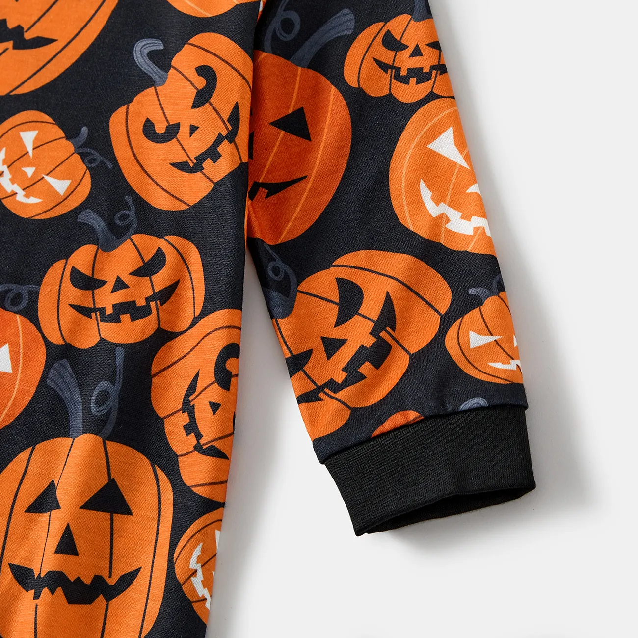 Halloween Family Matching Pumpkin Print Pajamas Sets (Flame Resistant) MultiColour big image 1