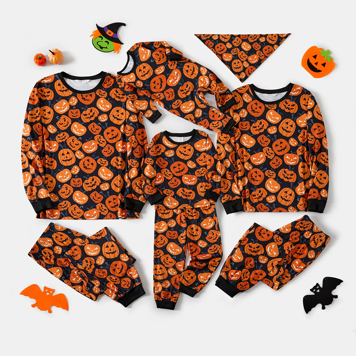 Halloween Family Matching Pumpkin Print Pajamas Sets (Flame Resistant)  image 4