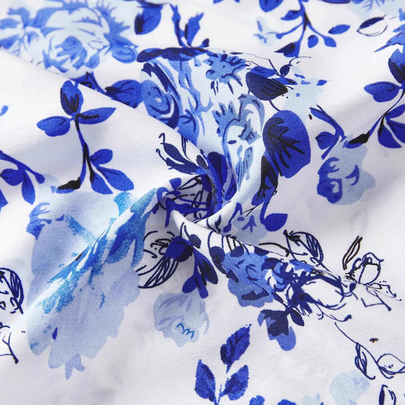 Look Familial Grande fleur Manches courtes Tenues de famille assorties Ensemble Bleu big image 1