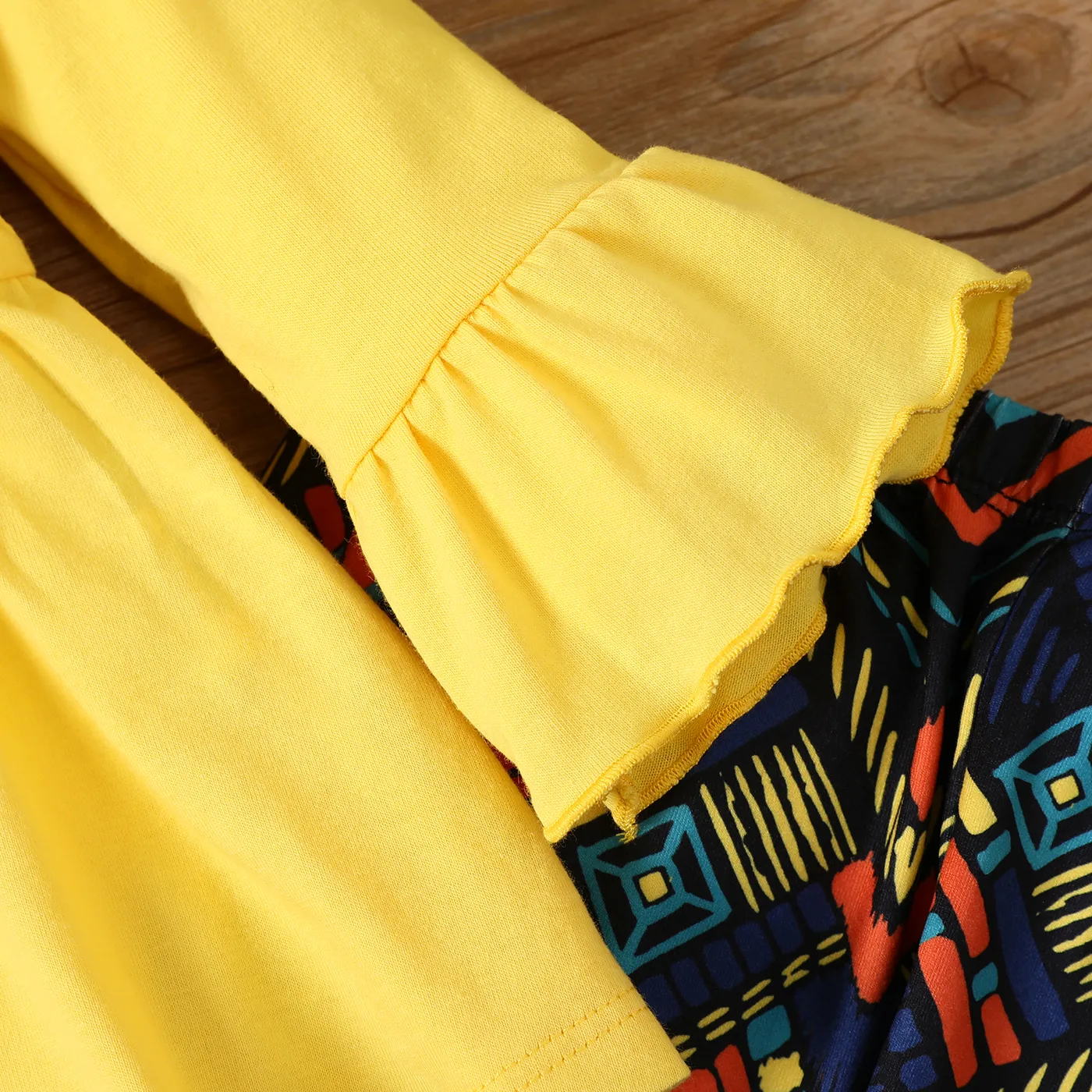 2 unidades Bebé Menina Extremidades franzidas Boémio Manga comprida Conjunto para bebé Amarelo image 4