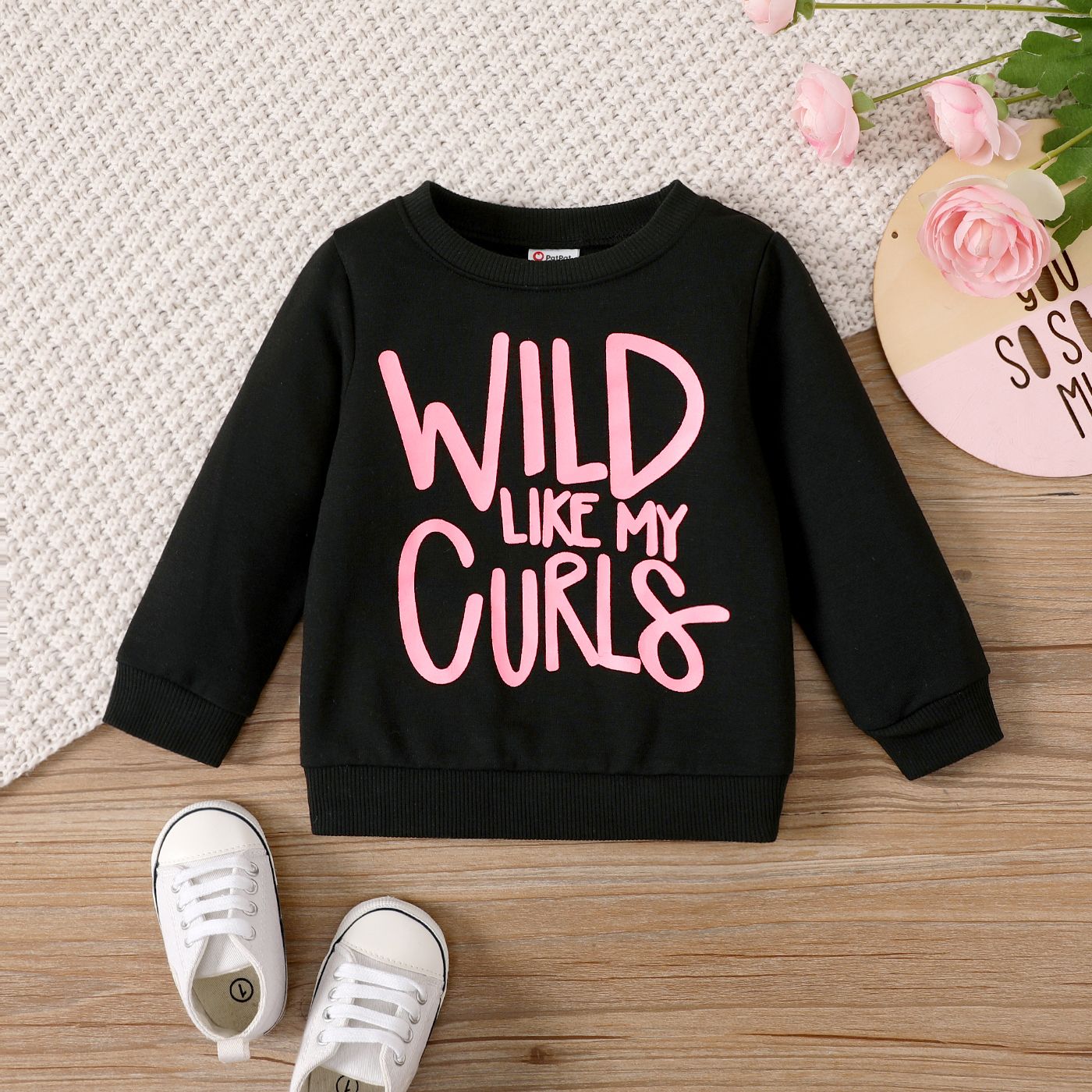 Baby Girl Letters Print Long-sleeve Sweatshirt