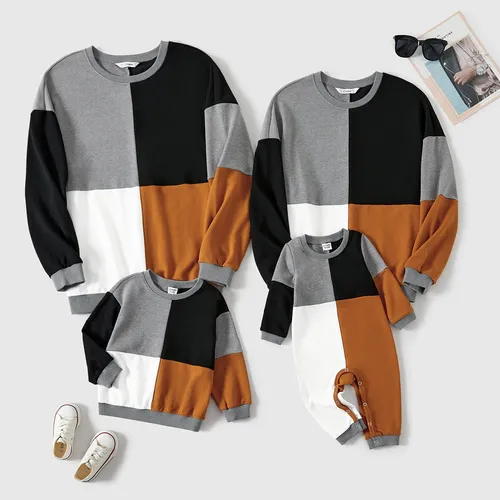 Family Matching School ColorBlock Long-Sleeve Tops