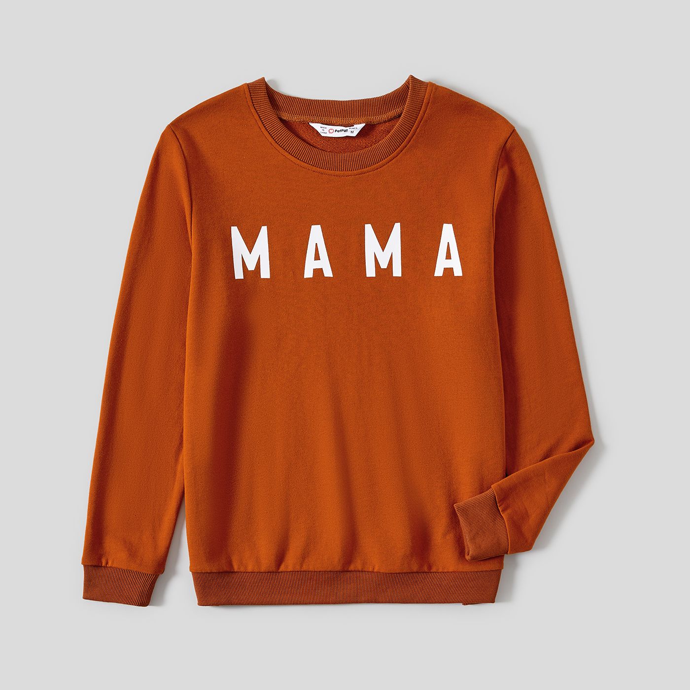 Mommy And Me Letter Print Round Neck Long-sleeve Matching Tops