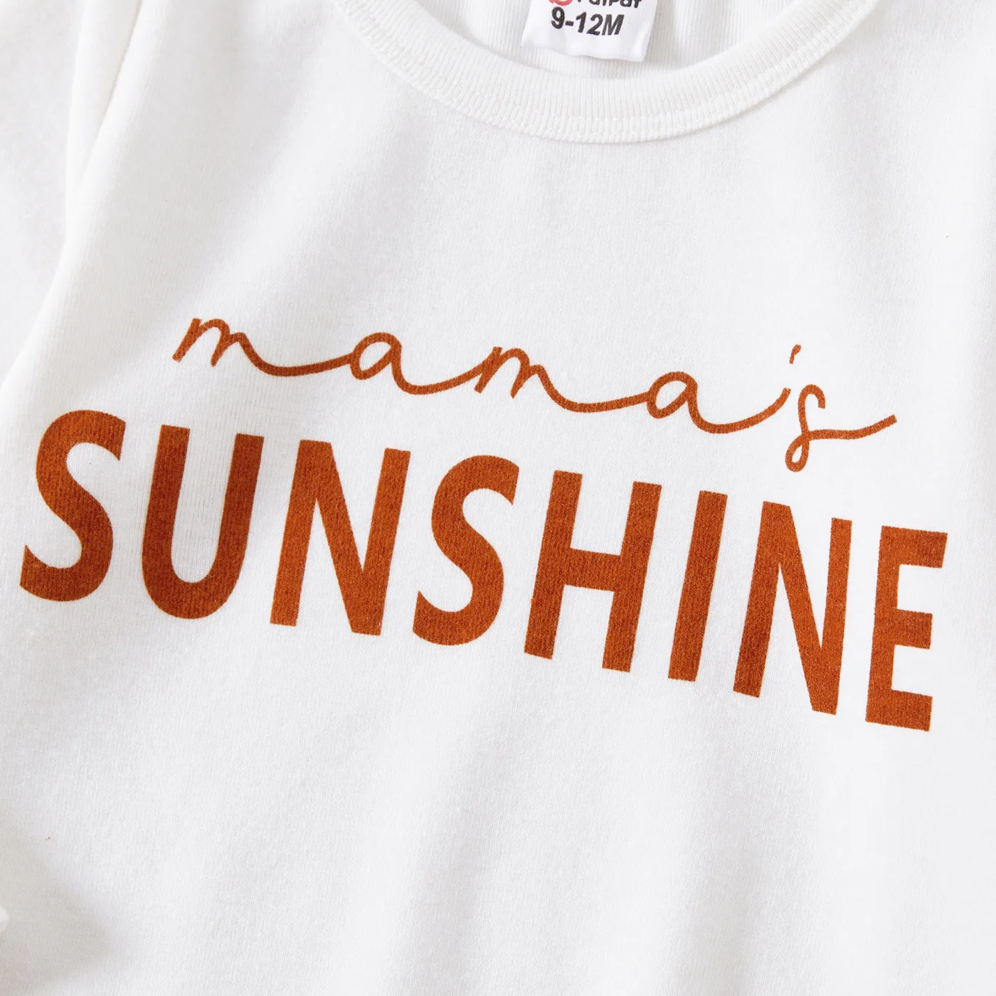 Mommy and Me Letter Print Round Neck Long-sleeve Matching Tops MultiColour image 4