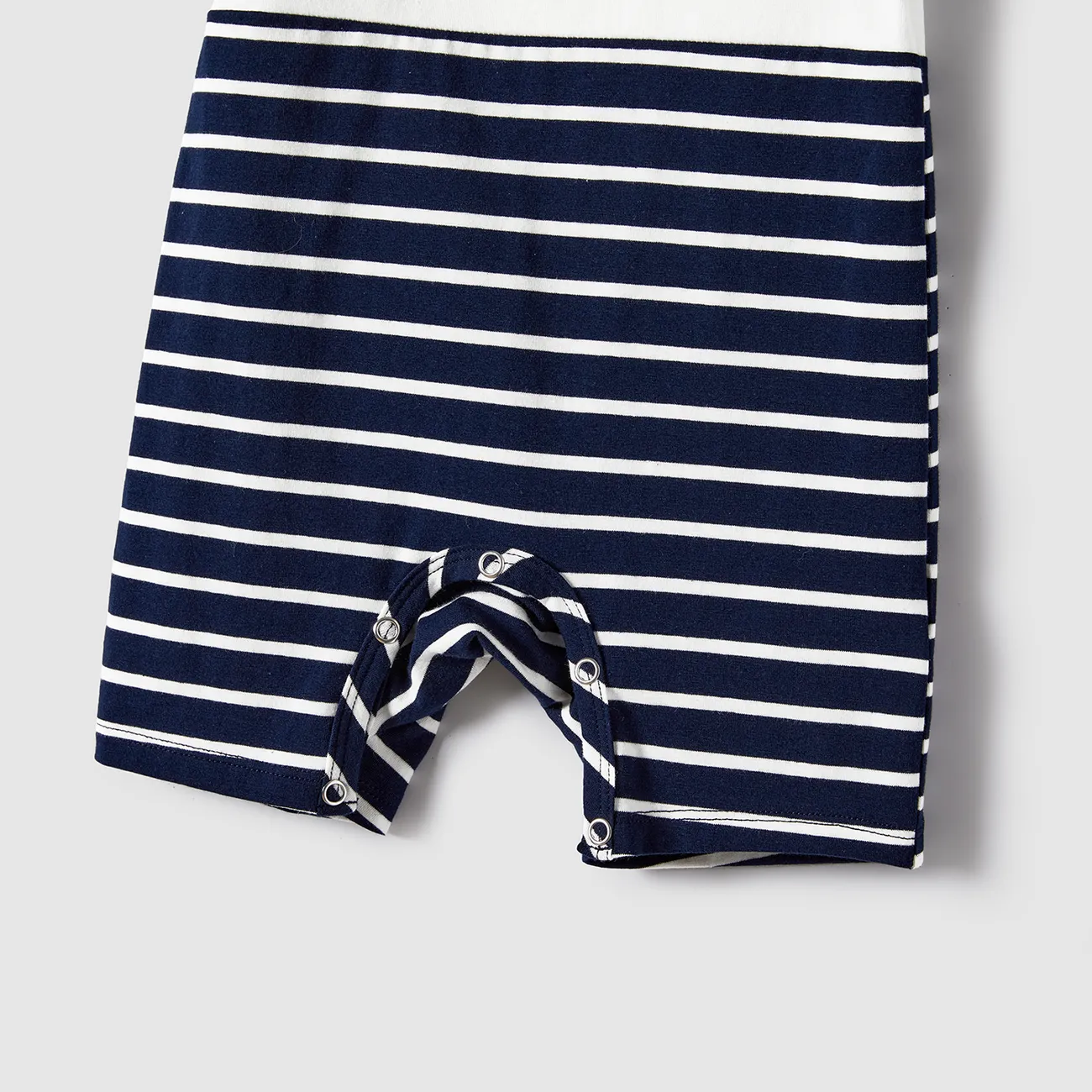 Family Matching Stripe Patched Pocket Belted Dresses and Colorblock Striped T-shirts Sets royalblue big image 1