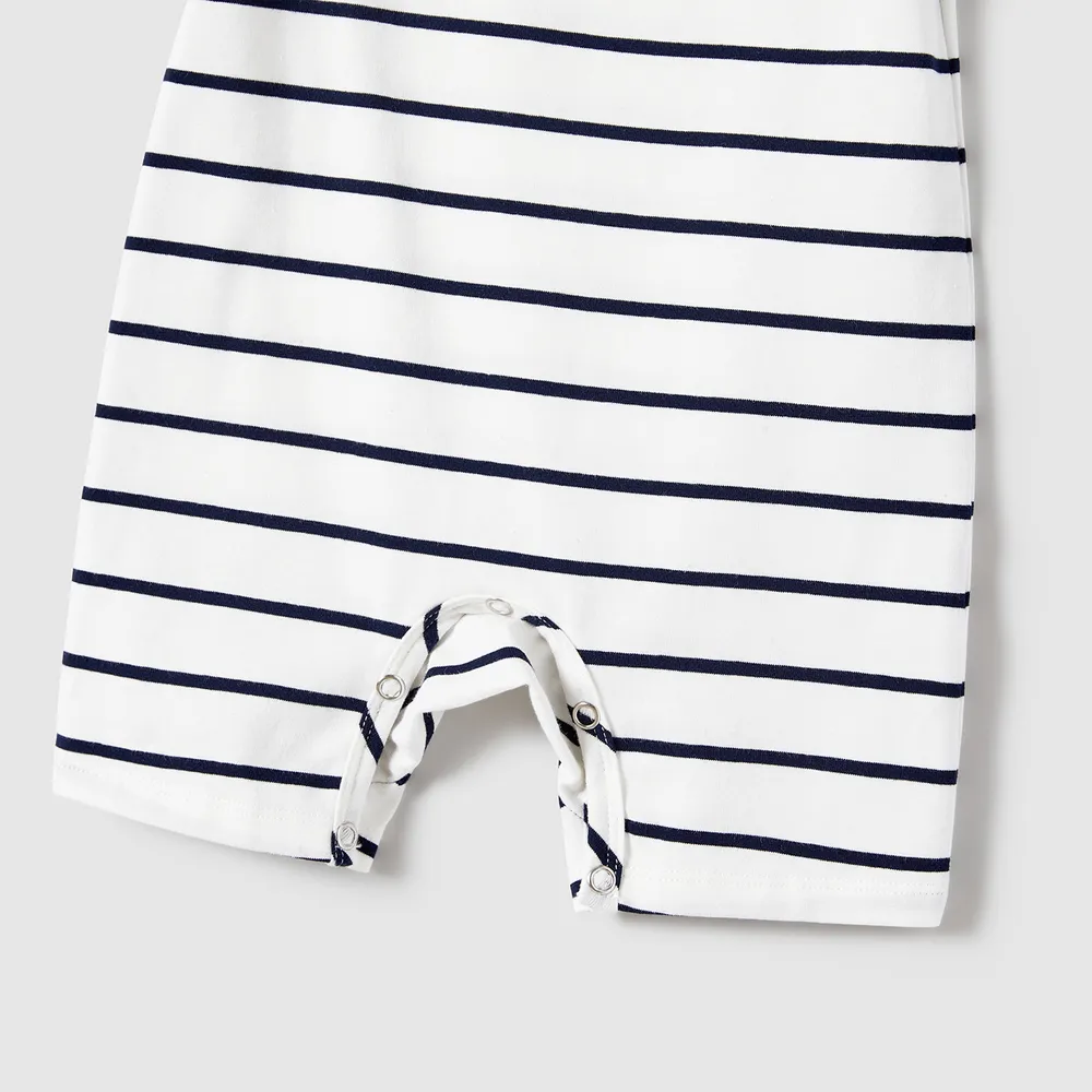 Family Matching Button Decor Tank Dresses and Striped T-shirts Sets big image 5