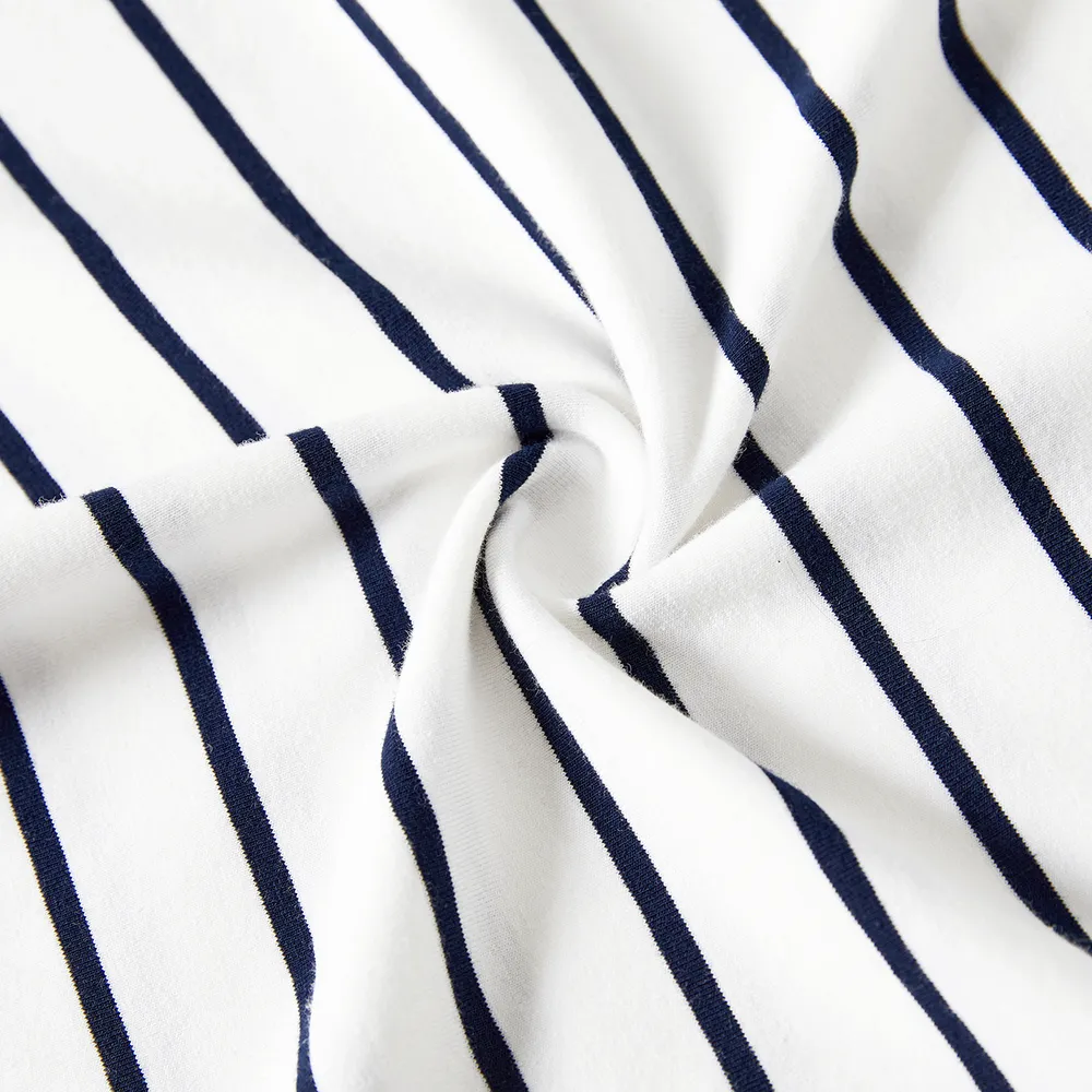 Family Matching Button Decor Tank Dresses and Striped T-shirts Sets big image 9