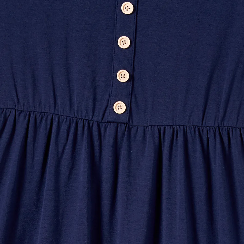 Family Matching Button Decor Tank Dresses and Striped T-shirts Sets big image 16