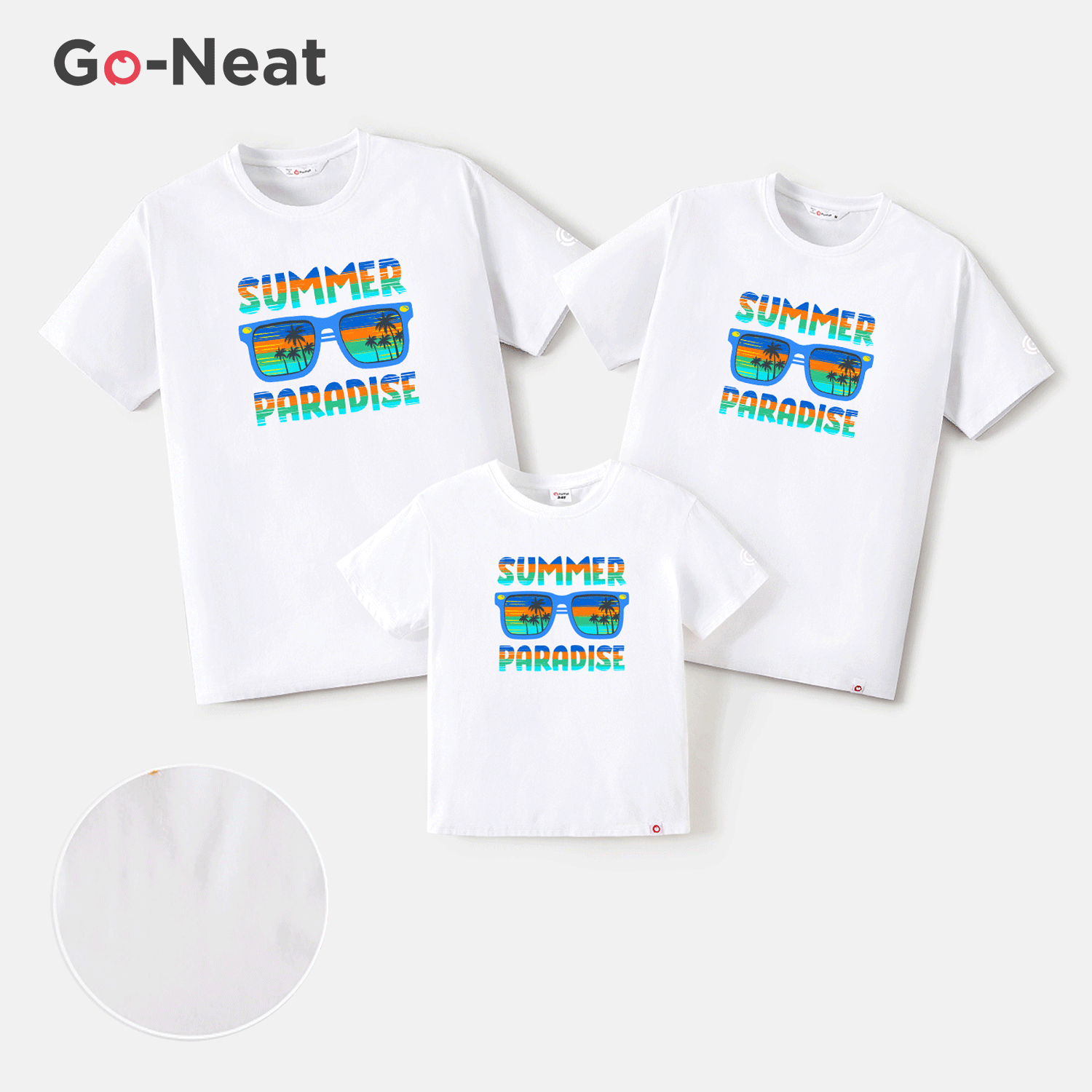 Go-Neat Water Repellent And Stain Resistant Family Matching Glasses & Letter Print Short-sleeve Tee