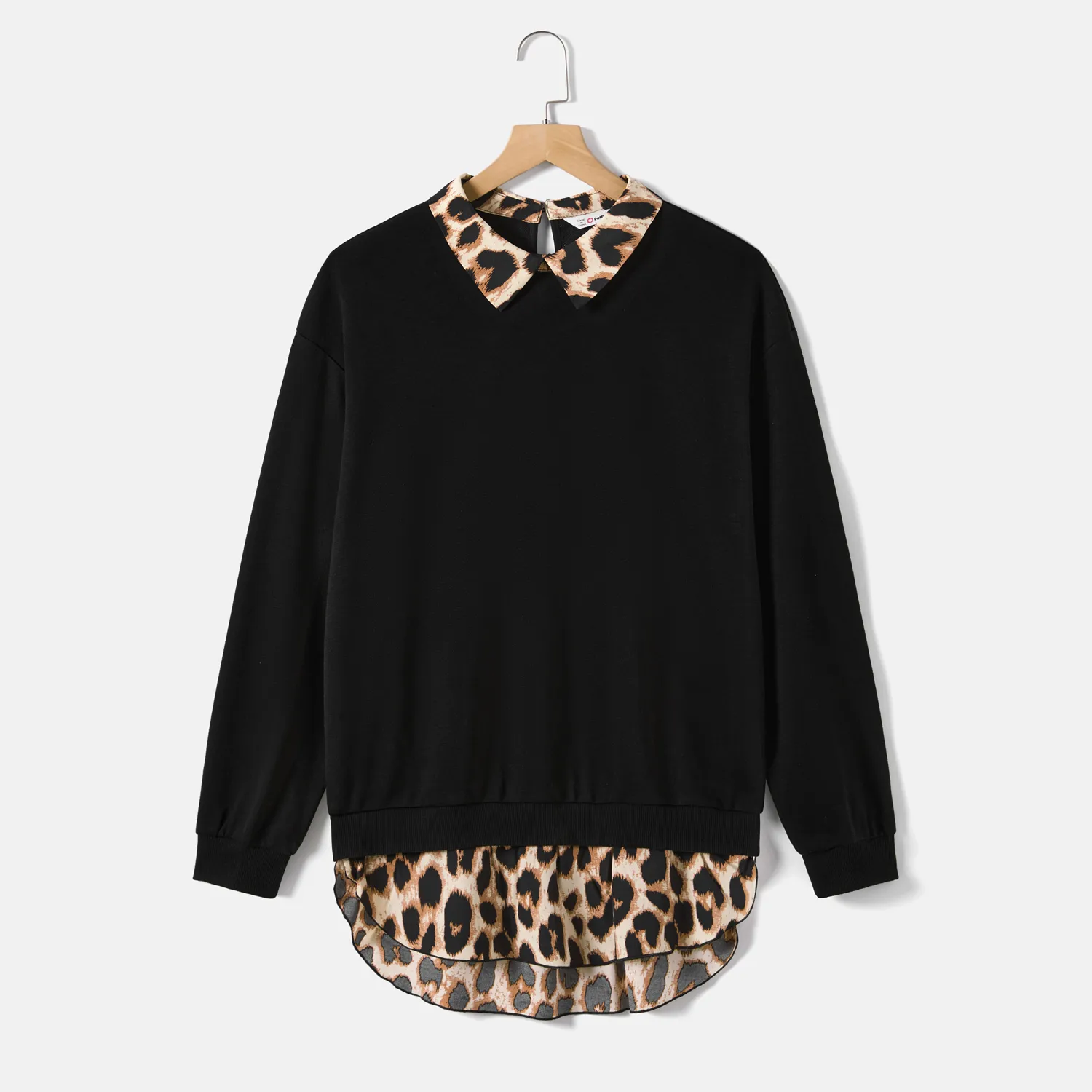 Family Matching Leopard Color Block Long-sleeve Tops  image 6