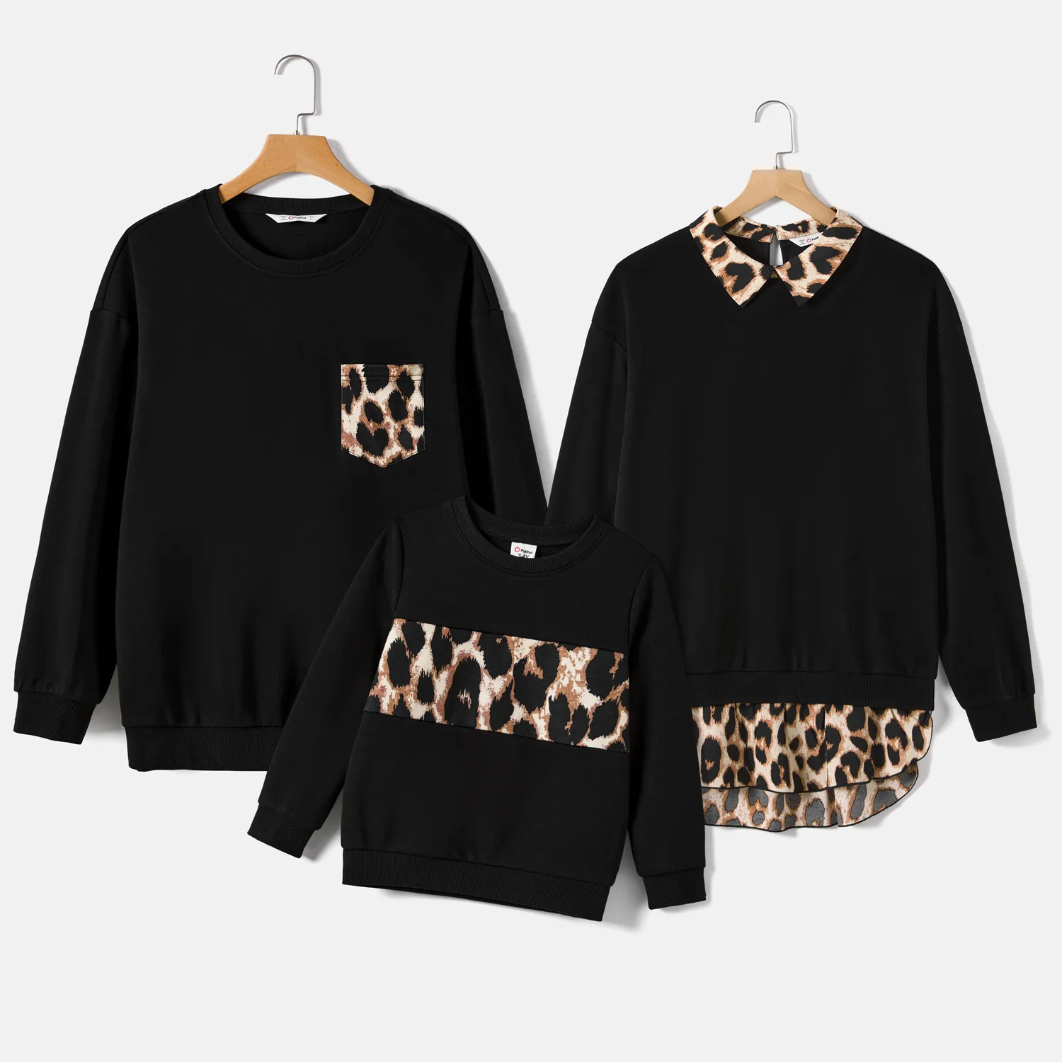 Family Matching Leopard Color Block Long-sleeve Tops  image 2