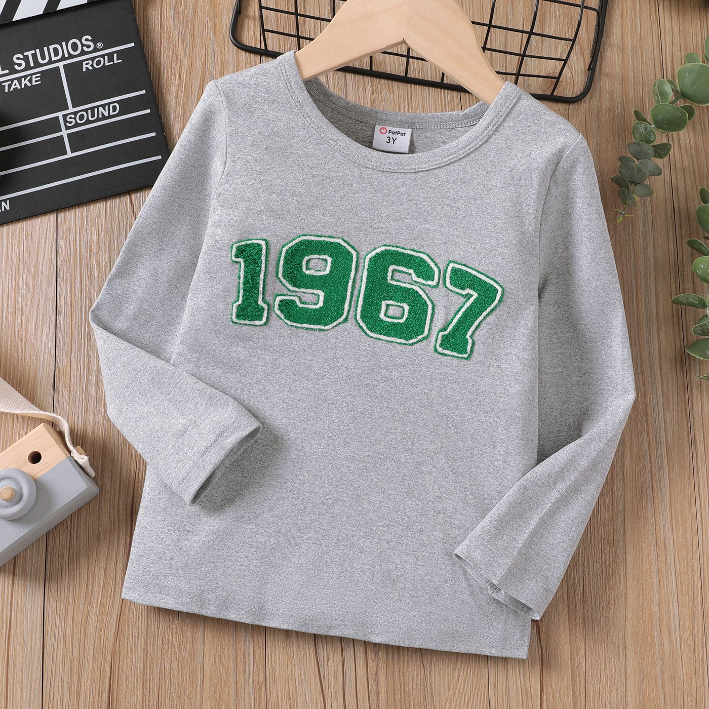 

Toddler Boy Letters Embroidery Long-sleeve Tee