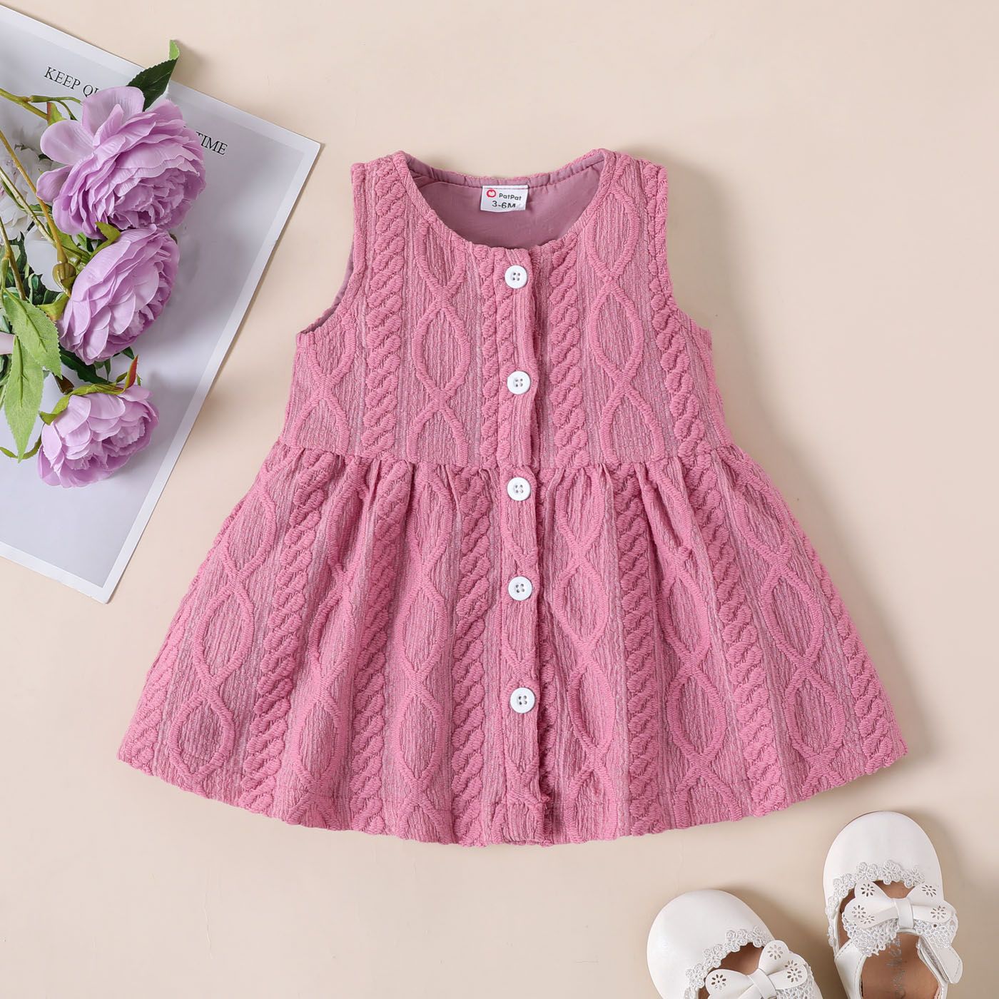 Baby Girl Cable Knit Button Up Tank Dress