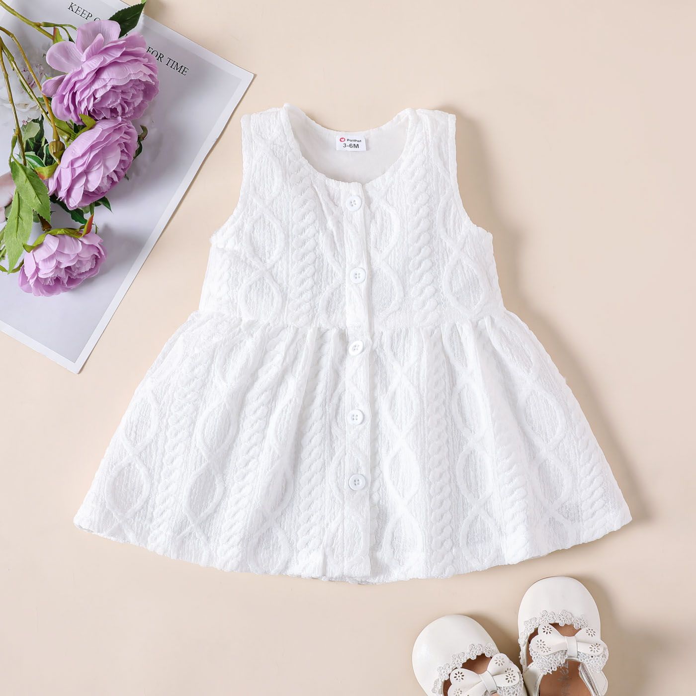 Baby Girl Cable Knit Button Up Tank Dress
