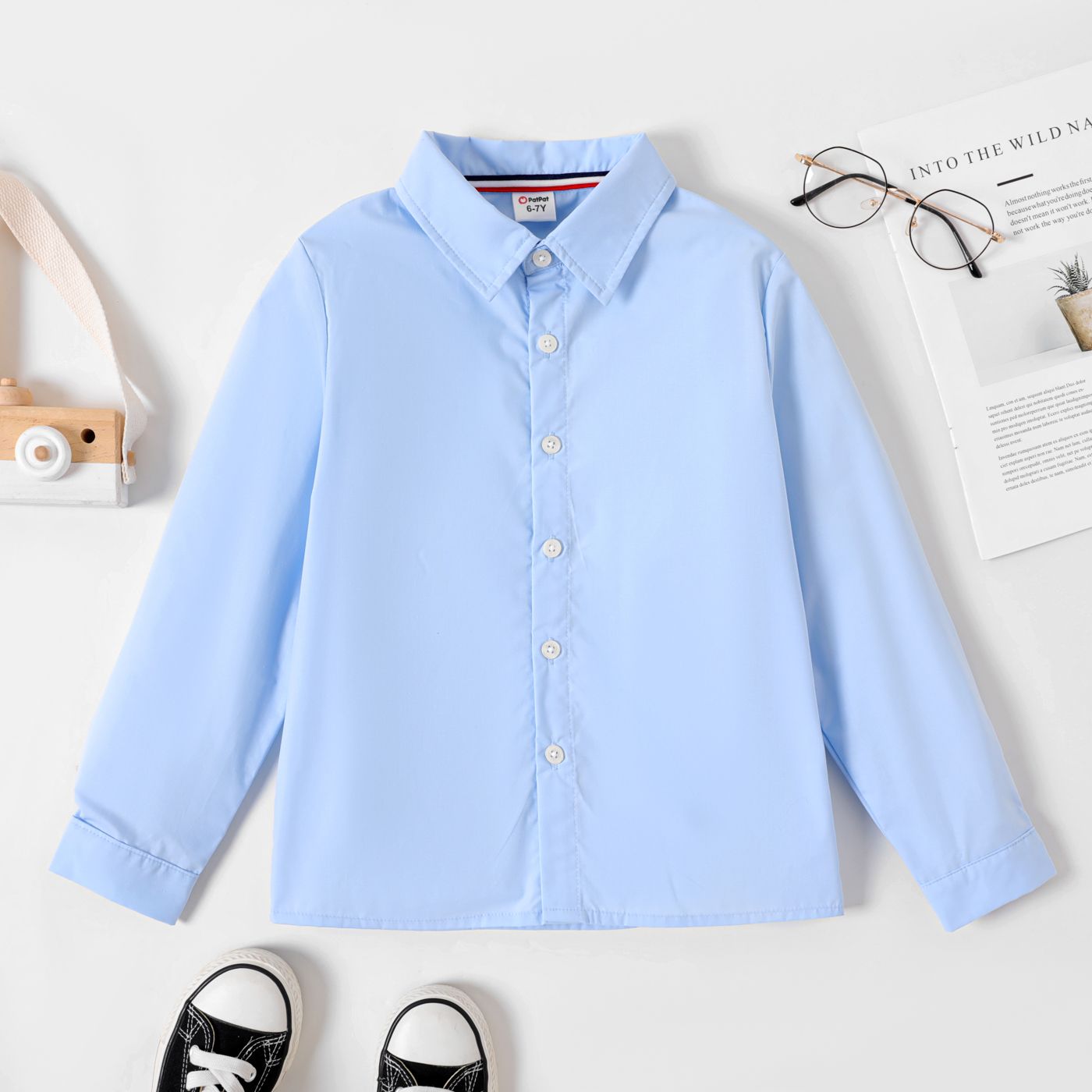 Kid Boy/Girl School Uniform Solid Long-sleeve Shirt
