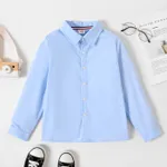 Kid Boy/Girl School Uniform Solid Long-sleeve Shirt Blue