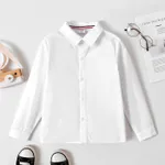Kid Boy/Girl School Uniform Solid Long-sleeve Shirt White