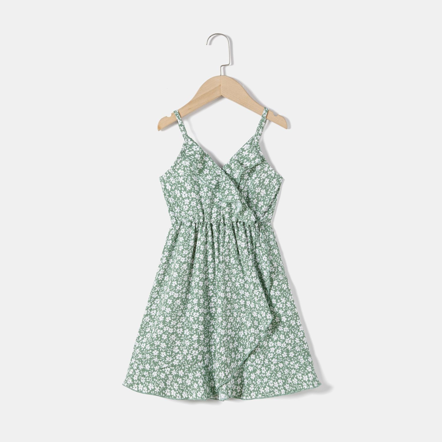 Maman Et Moi Allover Floral Print Tie Side Ruffled Wrap Slip Dresses