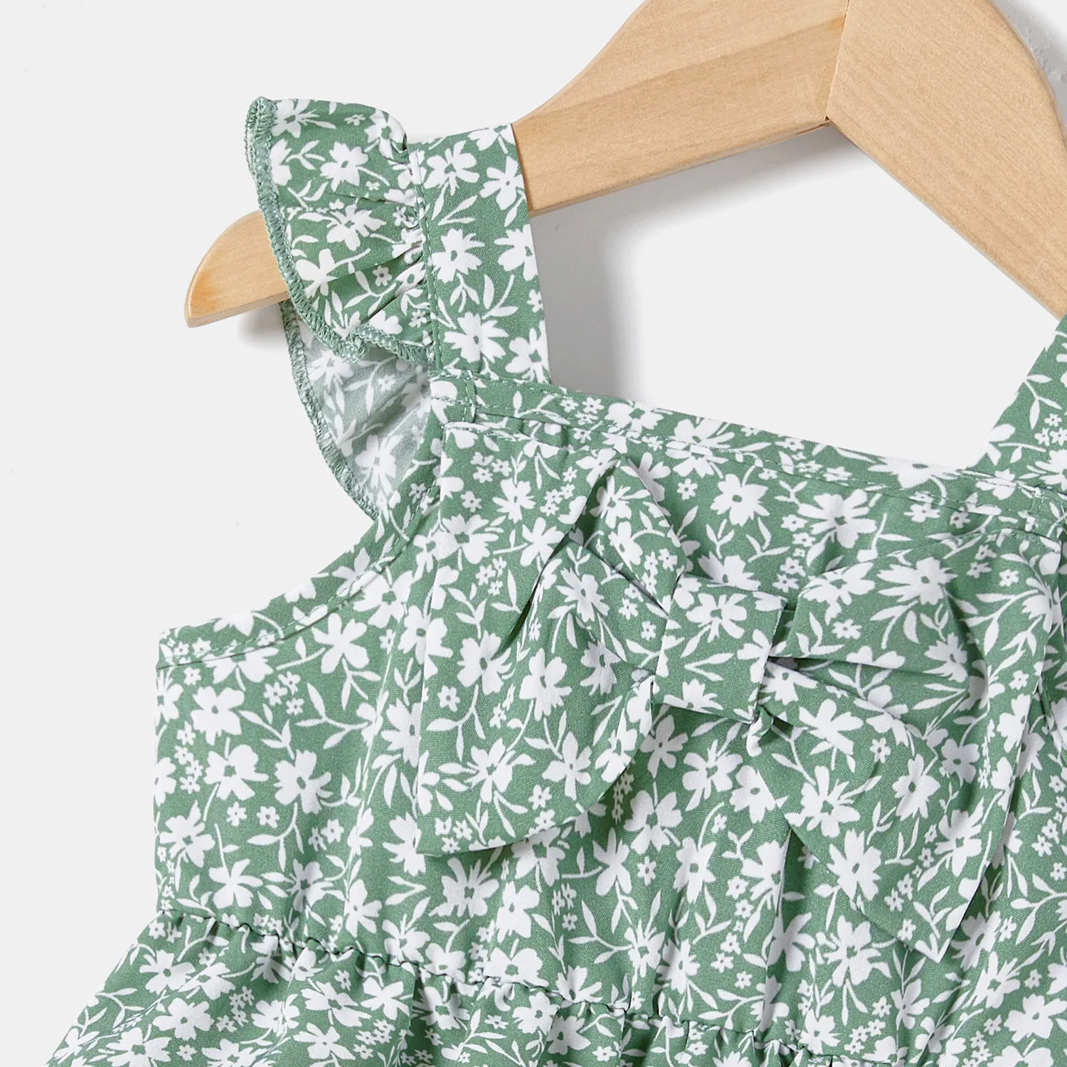 Mommy and Me Allover Floral Print Tie Side Ruffled Wrap Slip Dresses  image 3